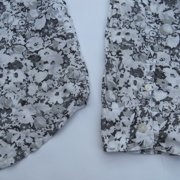 Aeropostale Shirt Women Button down shirt Floral Large NEW 100% Cotton Gray - Picture 8 of 11